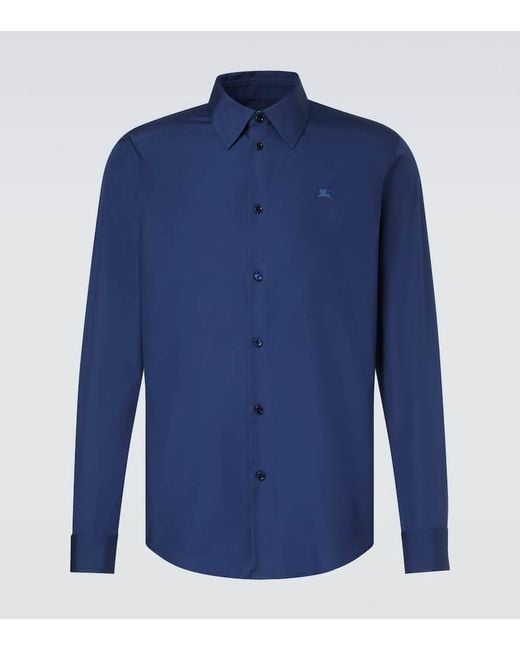 Burberry Blue Cotton Shirt for men