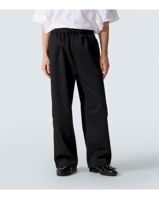 Simone Rocha Black Crepe Satin Wide-Leg Pants for men