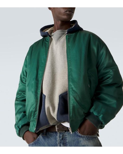 A.PRESSE Green Cotton-Blend Bomber Jacket for men