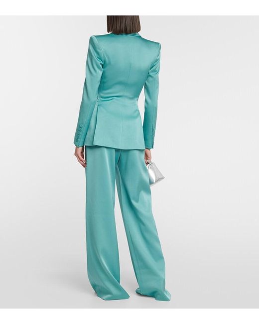 Alex Perry Blue Aro Satin Single-Breasted Blazer