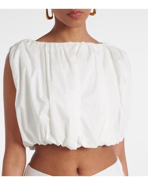 Adriana Degreas White Inamorata Cotton-Blend Crop Top