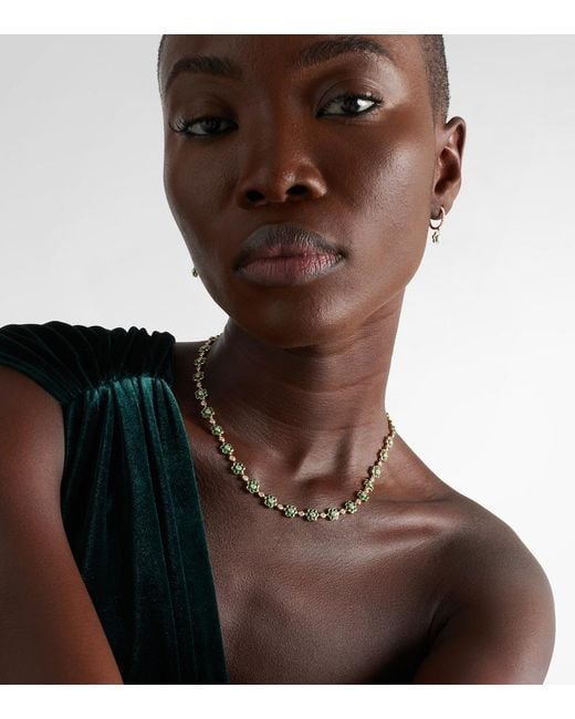 Anita Ko Metallic Flora Small 18Kt Choker With Emeralds And Diamonds