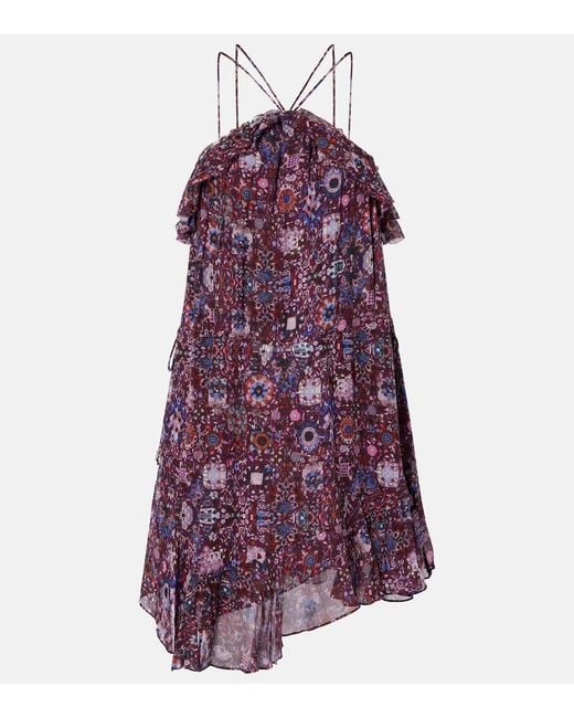 Isabel Marant Purple Betty Floral Halterneck Minidress