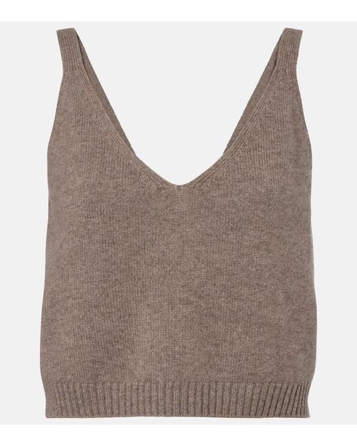 Lisa Yang Gray Violia Cashmere Crop Top
