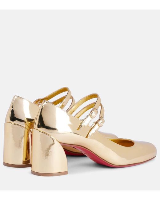 Christian Louboutin Metallic Miss Jane Mirrored Leather Mary Jane Pumps
