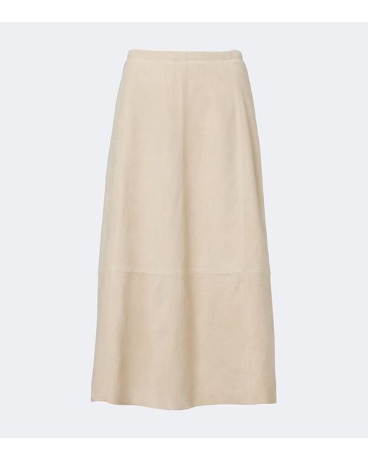 Vince Natural Suede Midi Skirt