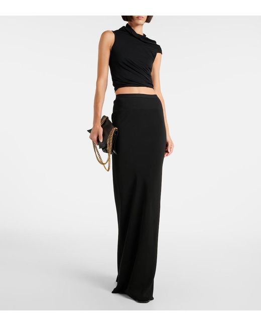 Rick Owens Black Draped Jersey Minidress