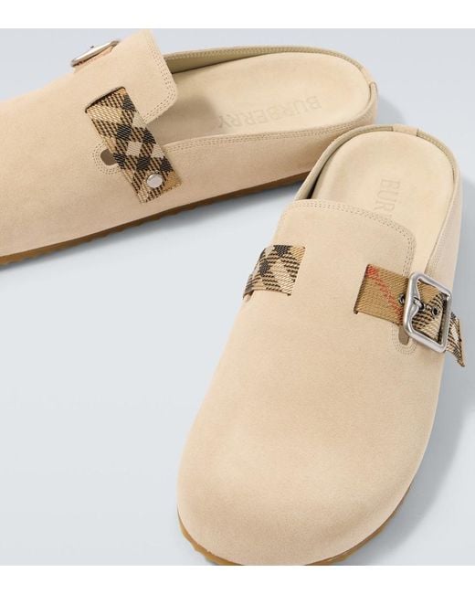 Burberry White Urchin Suede Clogs for men