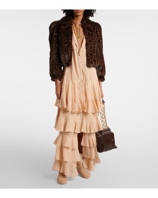 Chloé Natural Tiered Silk Georgette Maxi Dress