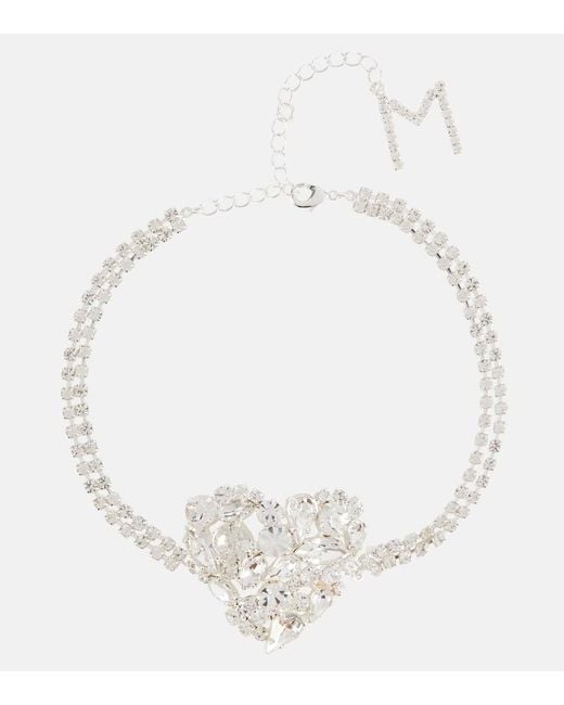 Magda Butrym White Choker Heart Mit Kristallen