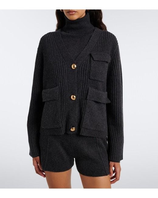 Jardin Des Orangers Black Ribbed-Knit Wool And Cashmere Cardigan