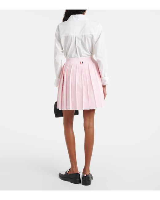 Minifalda de algodon plisada Thom Browne de color Pink