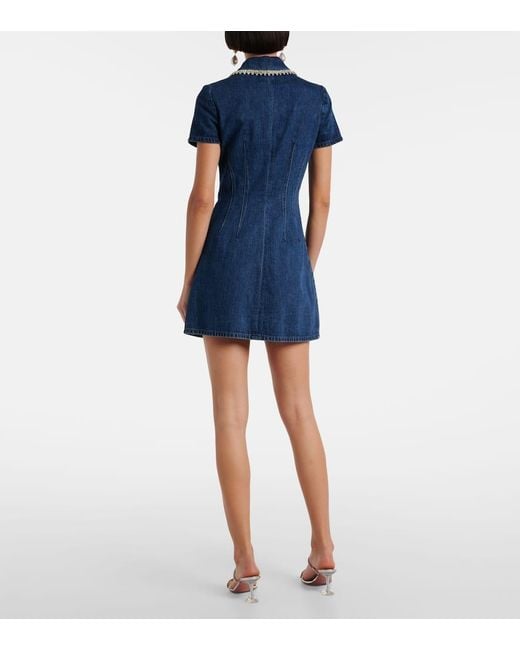 Self-Portrait Blue Crystal-Embellished Denim Minidress