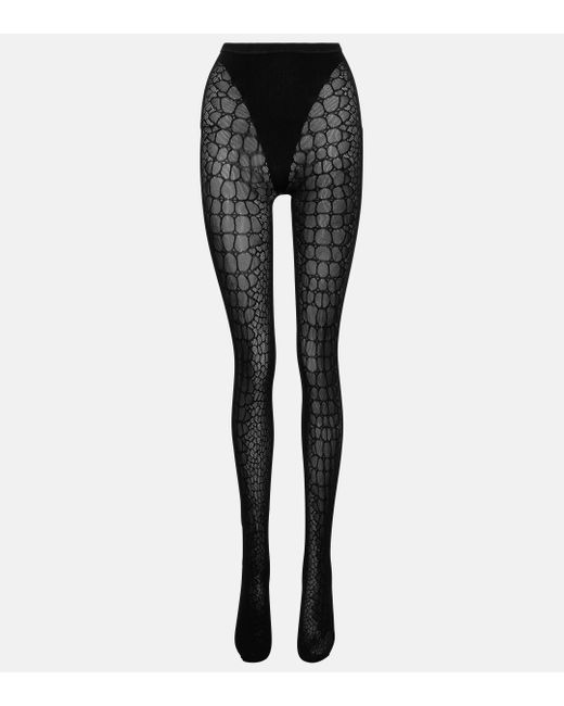 Alaïa Black Croc-effect Tights