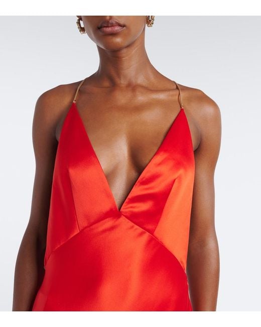 retroféte Red Arianell Embellished Satin Gown