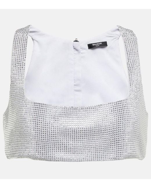 Balmain White Embellished Bralette