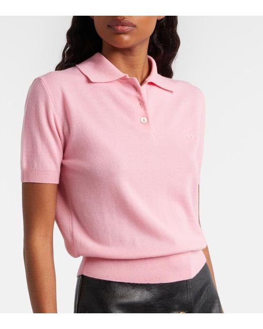Gucci Pink Double G Wool Polo Shirt