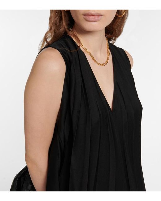 Joseph Black Pleated Asymmetric Satin Top