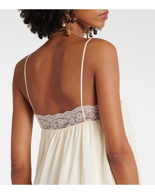 Chloé Natural Lace-Trimmed Silk Minidress