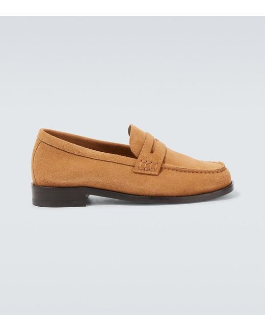 Manolo Blahnik Brown Perry Suede Penny Loafers for men