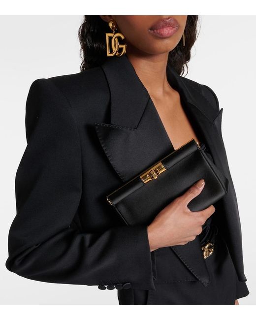 Borsa a spalla Marlene Small in raso di Dolce & Gabbana in Black