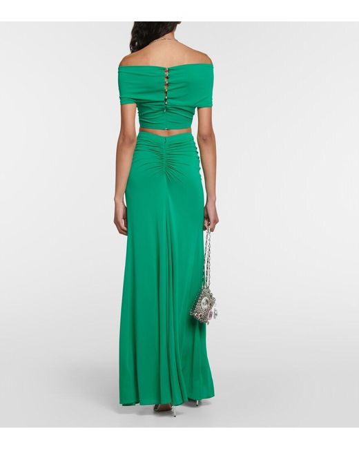 Rabanne Green Cutout Jersey Top