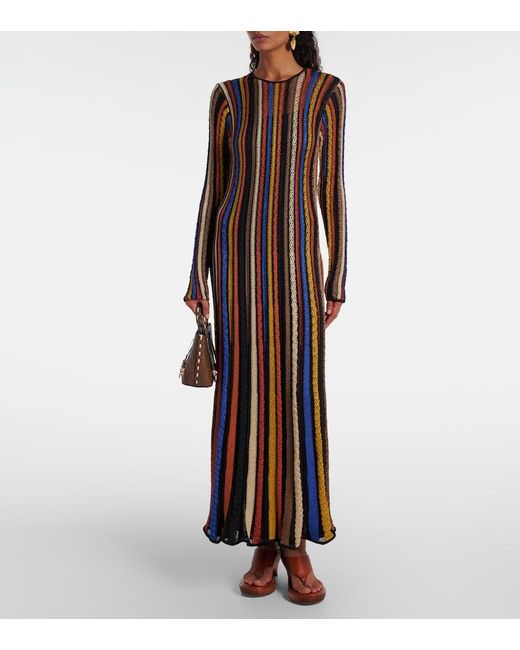 Ulla Johnson Multicolor Albie Striped Lame Maxi Dress