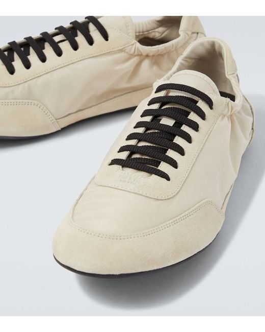 Prada White Collapse Re-Nylon And Suede Sneakers for men