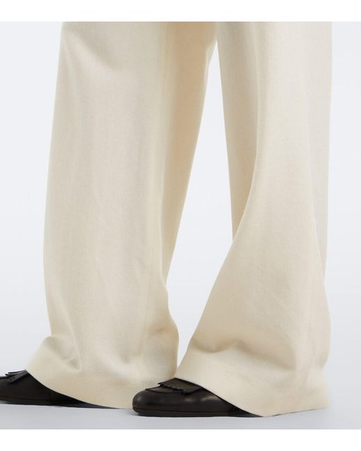 Eleventy White Wool And Cashmere Wide-Leg Pants