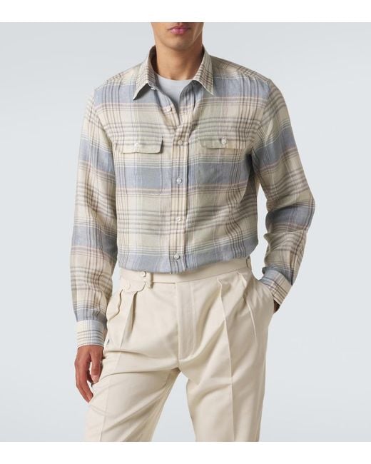 Ralph Lauren Gray Plaid Linen Shirt for men