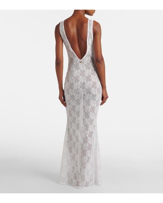 Bananhot White Adel Sheer Lace Maxi Dress