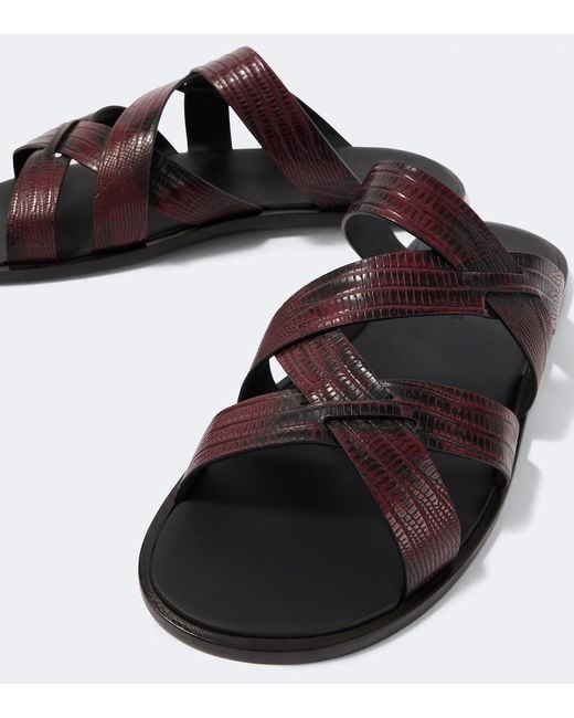 Manolo Blahnik Brown Marvin Croc-Effect Leather Slides for men