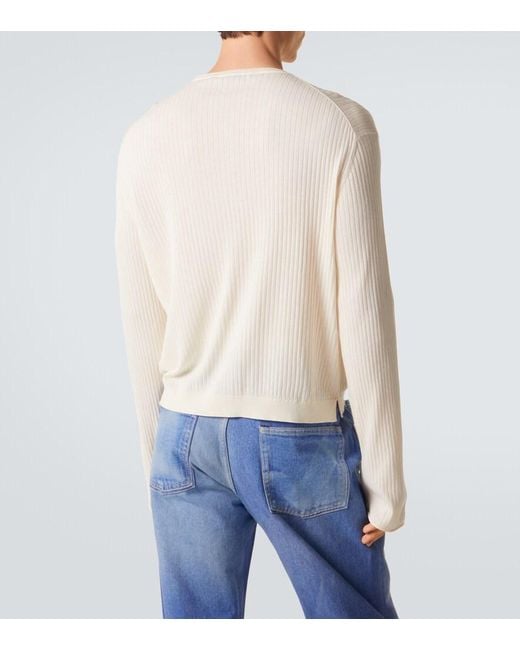 Our Legacy White Fine Ribbed-Knit Cotton Henley Shirt for men