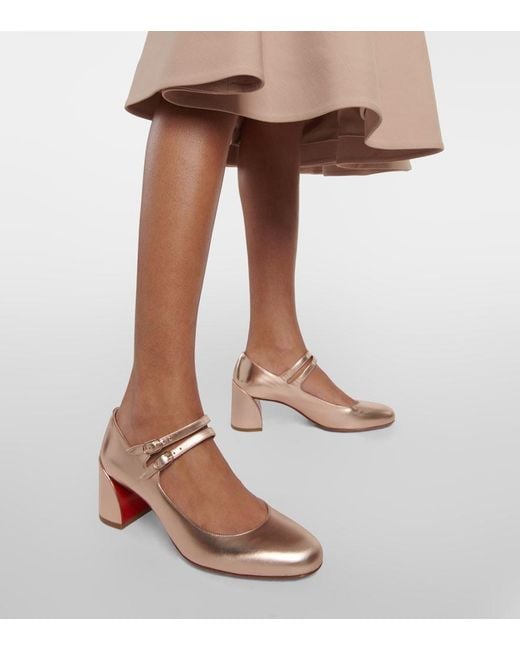 Christian Louboutin Pink 55Mm Miss Jane Laminated Leather Pumps