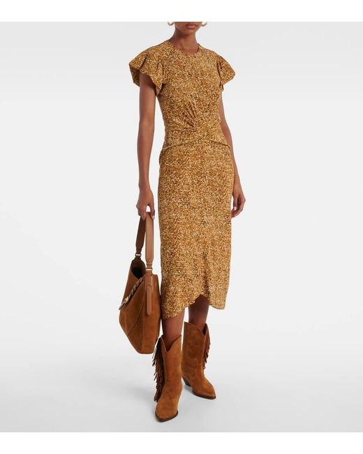 Isabel Marant Metallic Midikleid Terena Aus Einem Seidengemisch