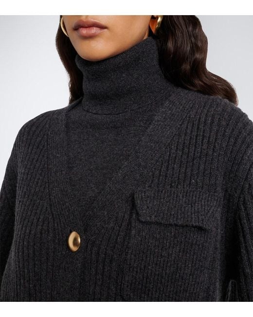 Jardin Des Orangers Black Ribbed-Knit Wool And Cashmere Cardigan