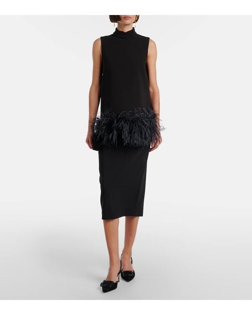 Max Mara Black Otre Wool Midi Skirt