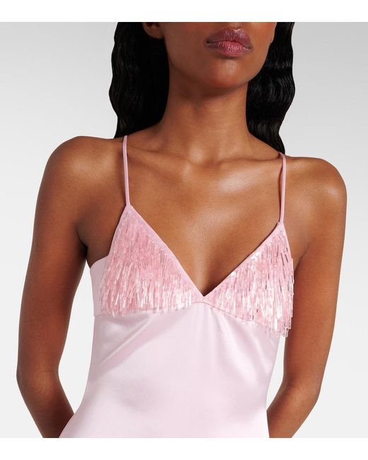 David Koma Pink Sequined Satin Gown