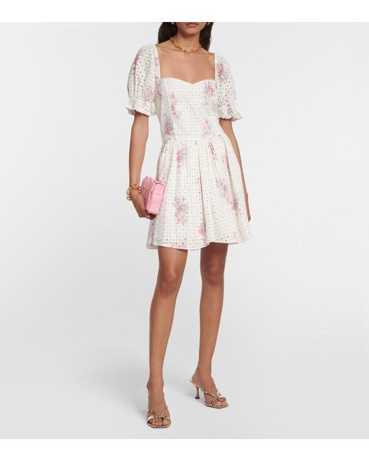 LoveShackFancy Natural Altima Floral Cotton Minidress