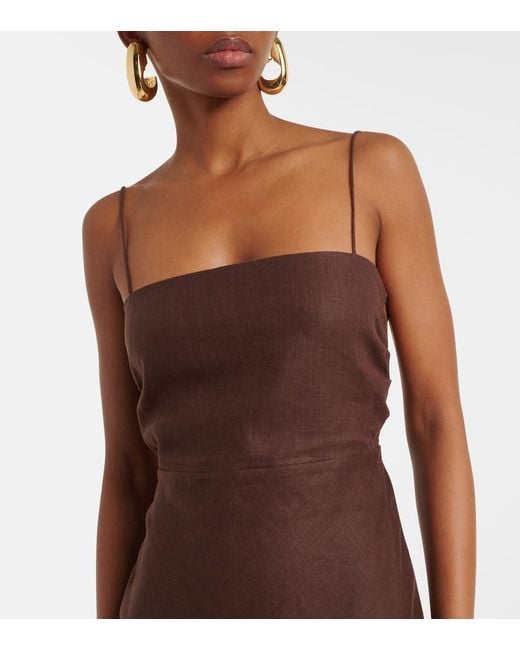 Faithfull The Brand Brown Linen Maxi Dress