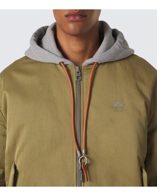 Loewe Green Fleece-Trimmed Technical Bomber Jacket for men