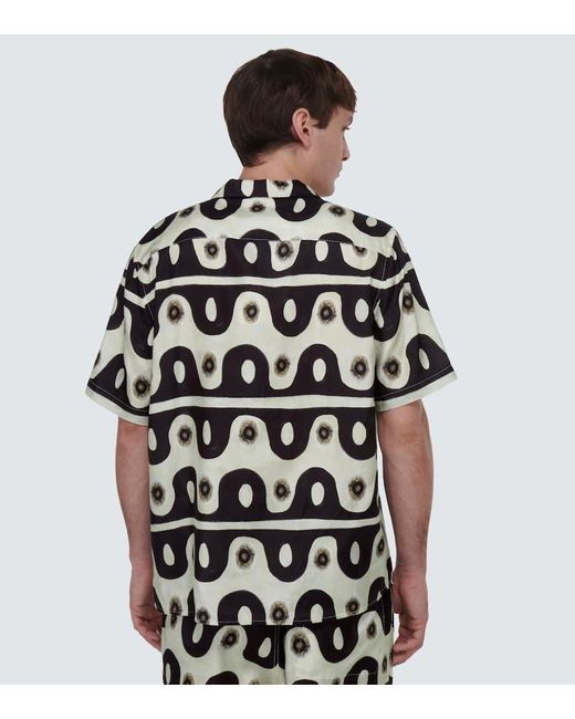 Commas Black Printed Bowling Shirt for men