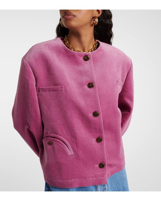 Blazé Milano Pink Gliss Cotton And Linen Velvet Jacket