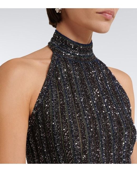 Missoni Black Ribbed-Knit Sequined Halterneck Top