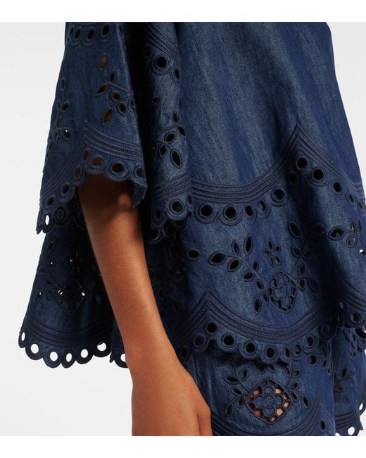 Zimmermann Blue Mahon Broderie Anglaise Denim Top