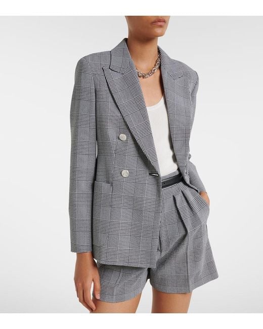 Max Mara Gray Prince Of Wales Check Virgin Wool Blazer