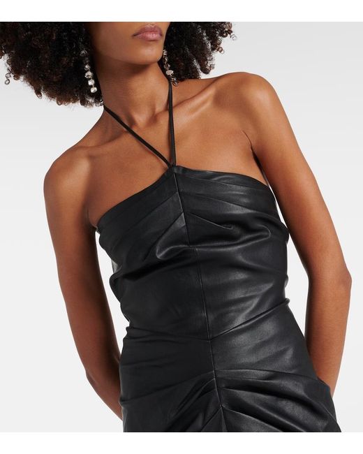 Maticevski Black Ambergris Draped Leather Gown
