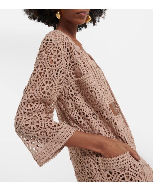 Elie Saab Natural Macrame Cotton-Blend Cardigan