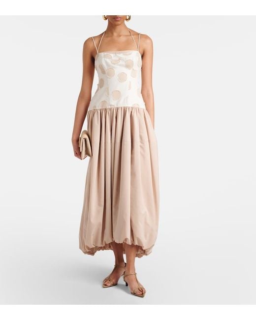 Jonathan Simkhai Natural Pfeiffer Polka-Dot Midi Dress