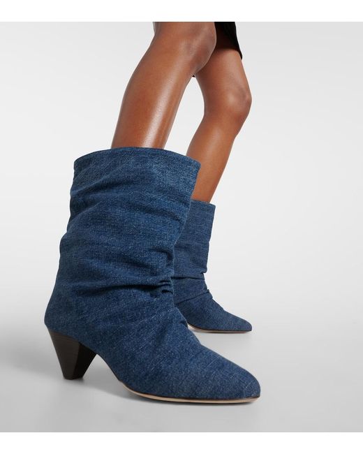 Isabel Marant Blue Reachi Denim Ankle Boots